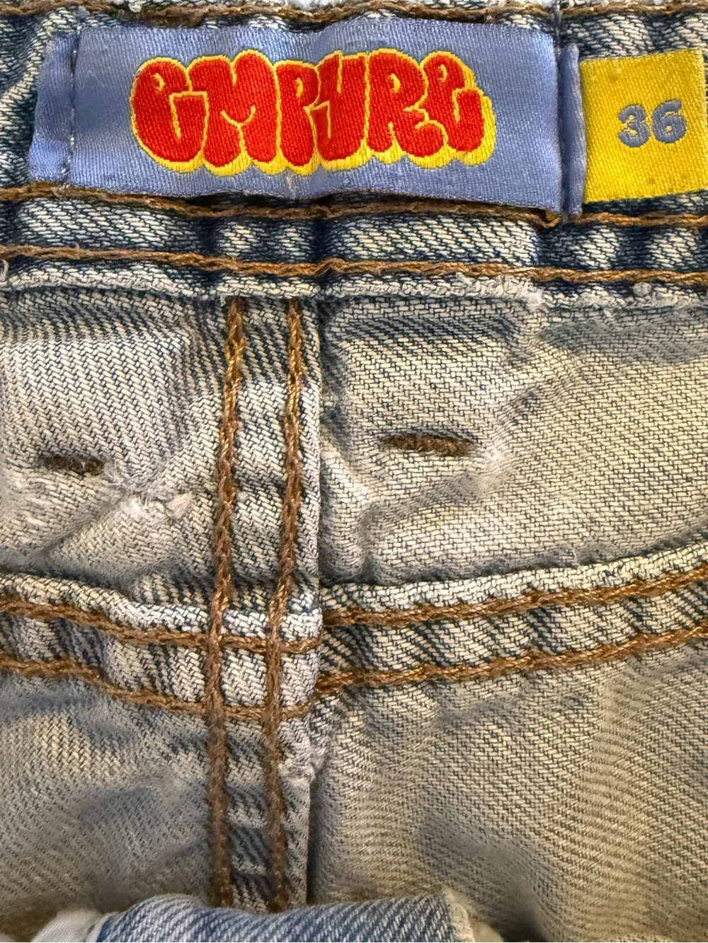 Empyre Relax Jeans Mens 36 Light Wash Baggy Wide Leg Skate Denim Y2K 100% Cotton